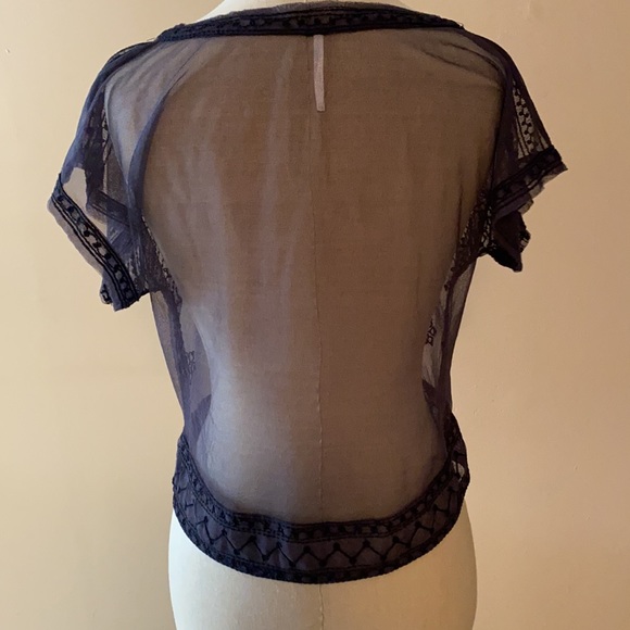 Free People Vicki Lace Embroidered Mesh Crop Top - Picture 2 of 7